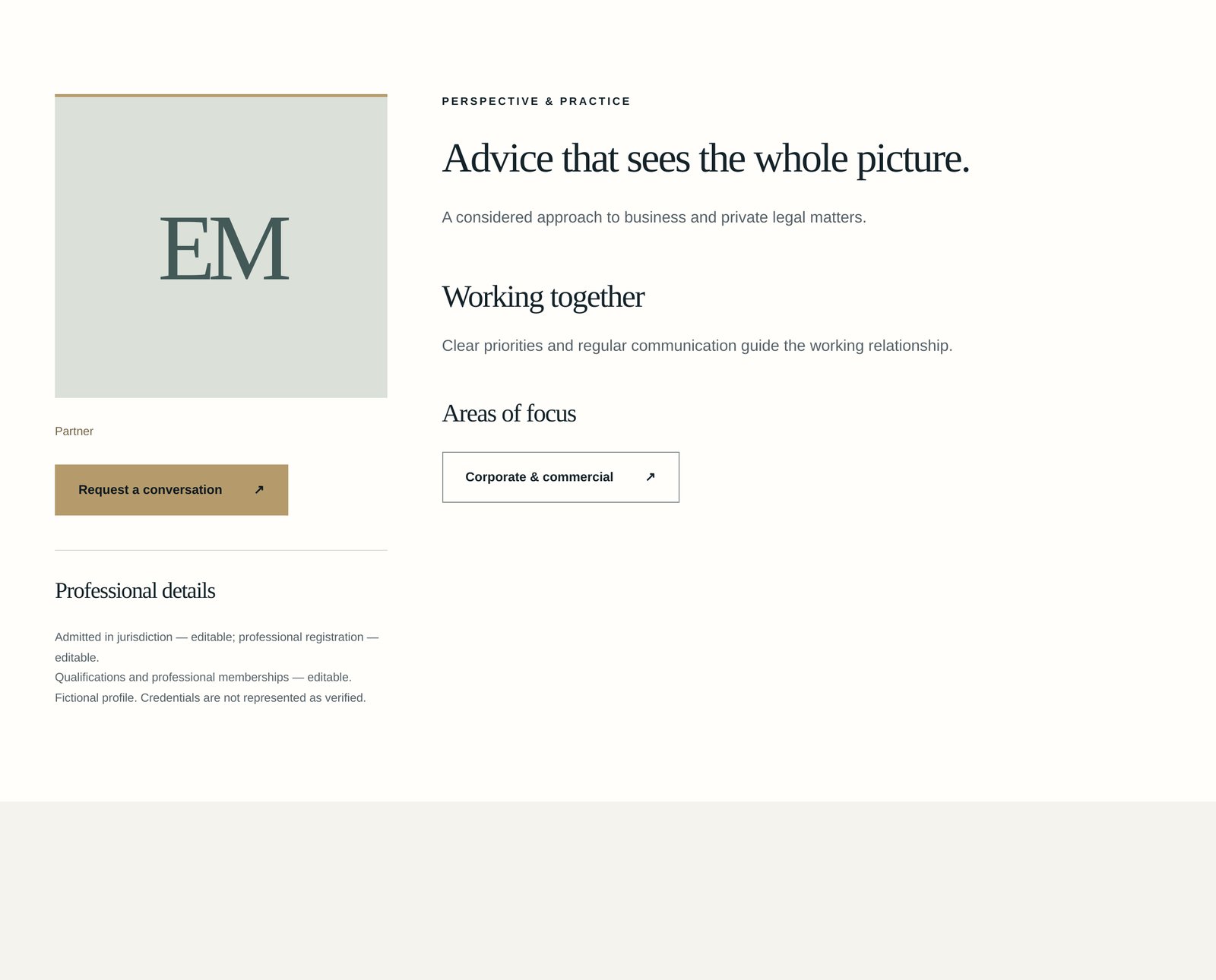 MK · Reusable lawyer profile component