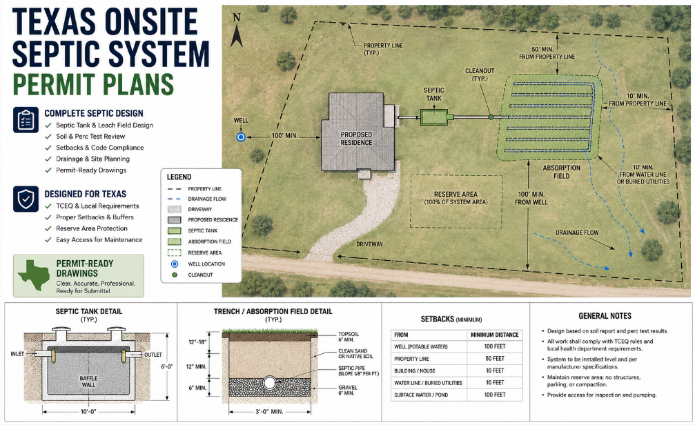 Texas Onsite Septic System Permit Plans