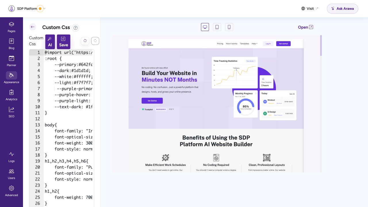 Custom CSS editor
