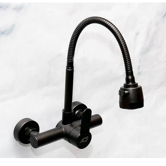 KM3051B SS304 Wall-Mounted Kitchen Bib Mixer (Black)