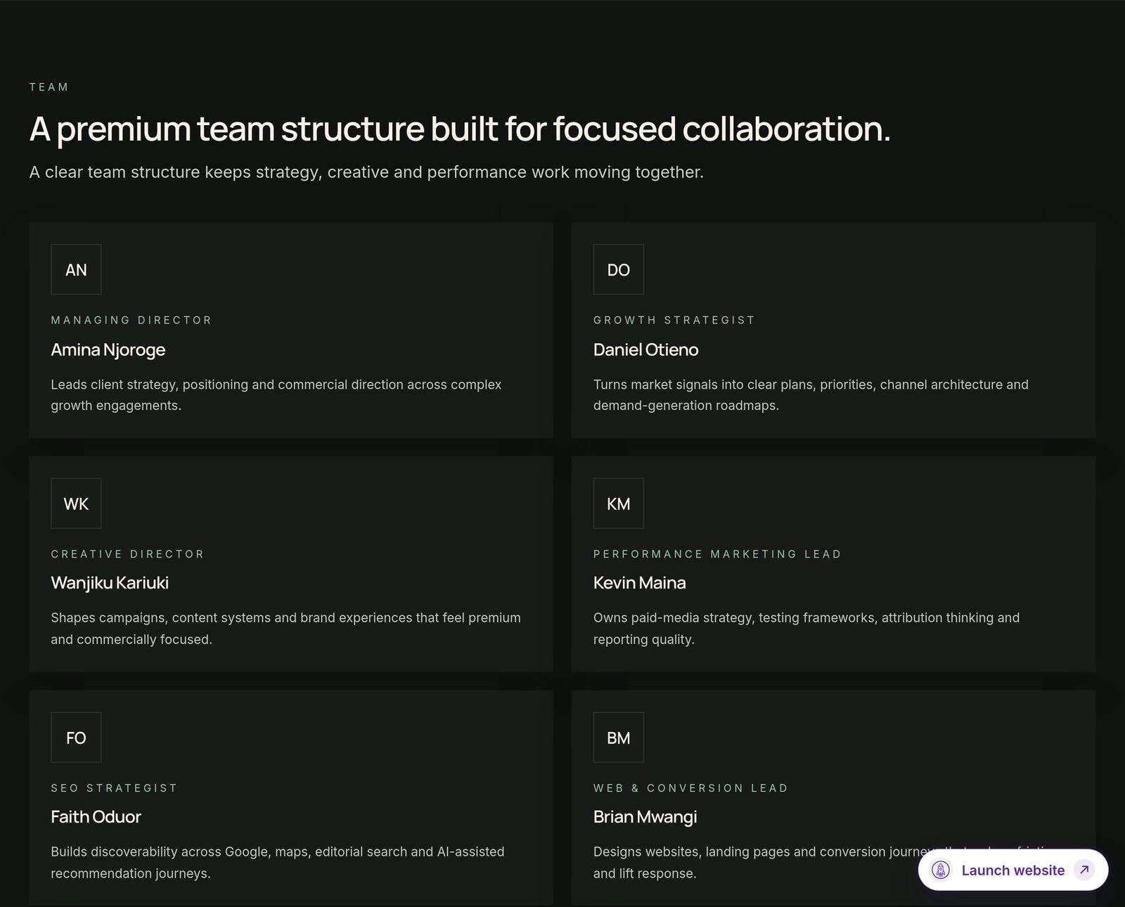 About Team Grid component