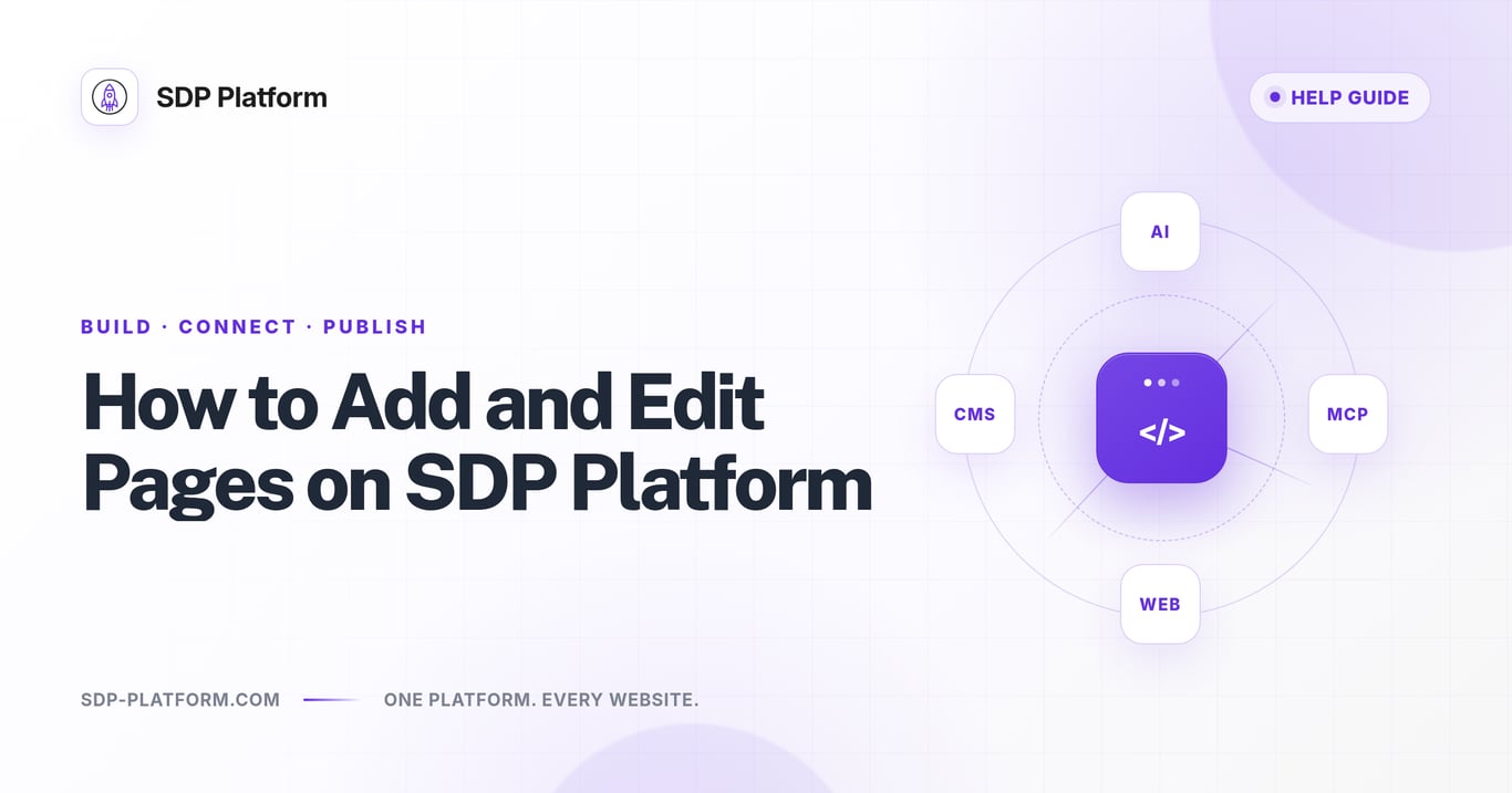 How to Add and Edit Pages  on SDP Platform