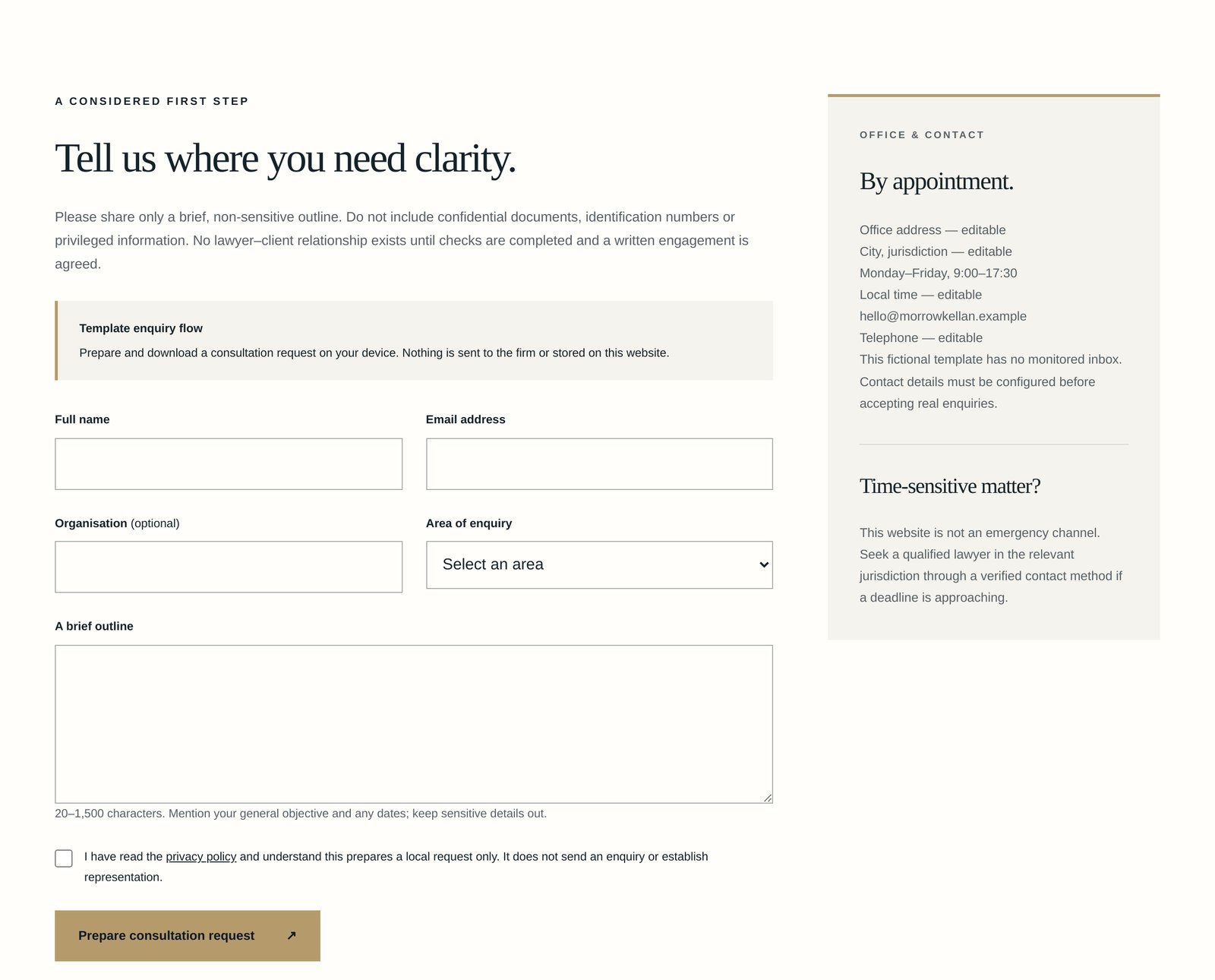MK · Confidential enquiry preparation component