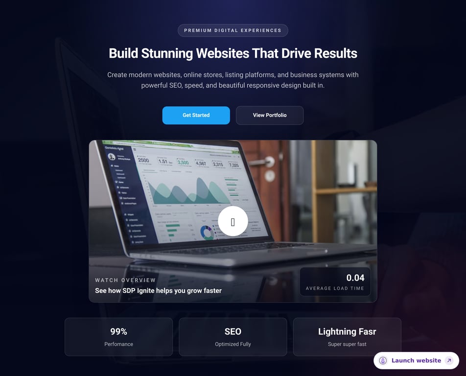 Centered Video Hero with Stats component