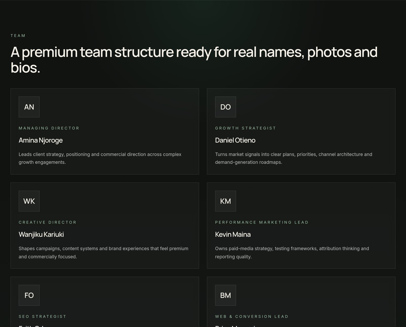 About Team Grid component