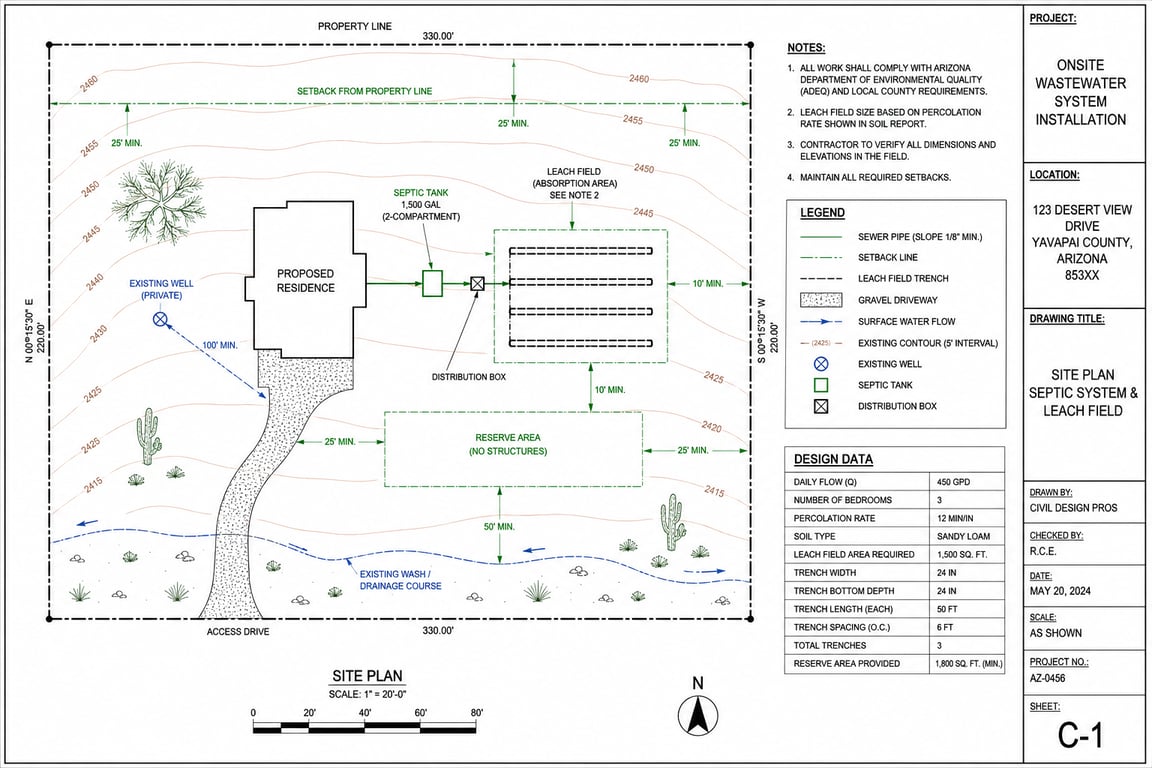 Arizona Absorption Field And Septic Tank Plans