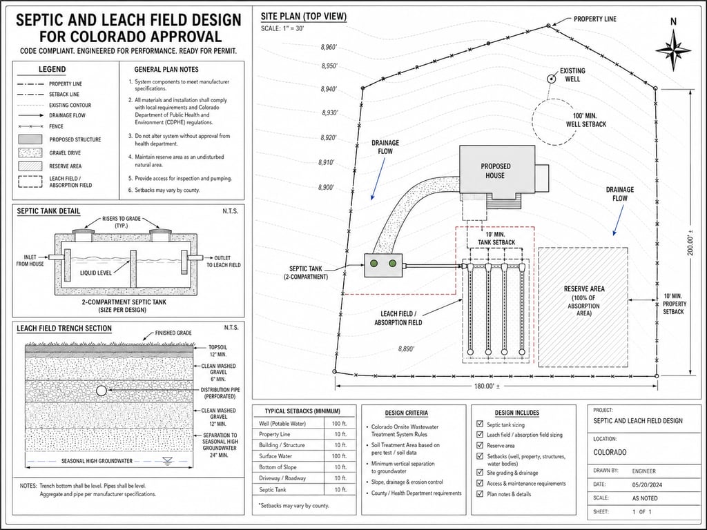 Septic And Leach Field Design For Colorado Approval