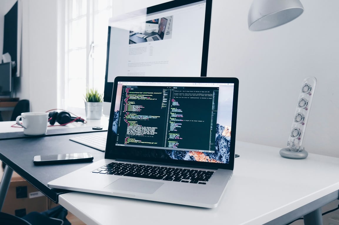 Developer working at a modern AI and software workspace