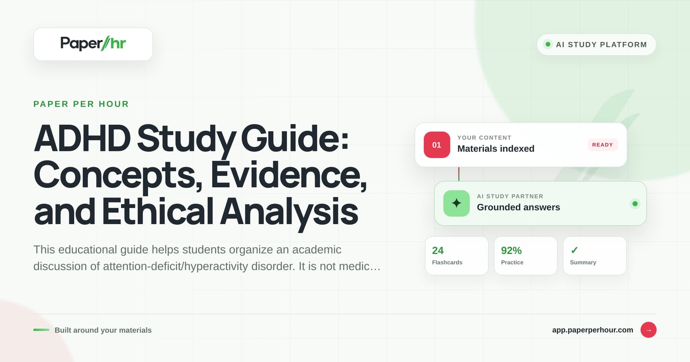 ADHD Study Guide: Concepts, Evidence, and Ethical Analysis
