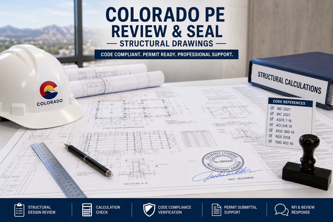 Colorado PE Review And Seal For Structural Drawings