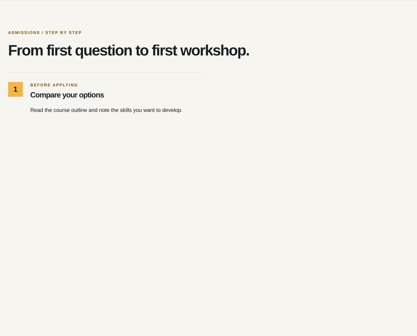 Forge Admissions Timeline component