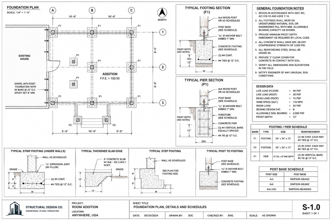 Foundation Design And Footing Calculations For Additions