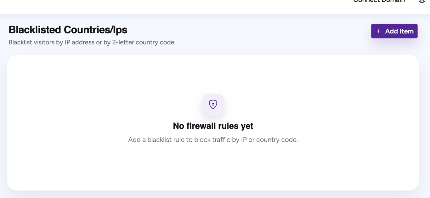 Blacklist Countries & IPs Per Website - SDP Platform