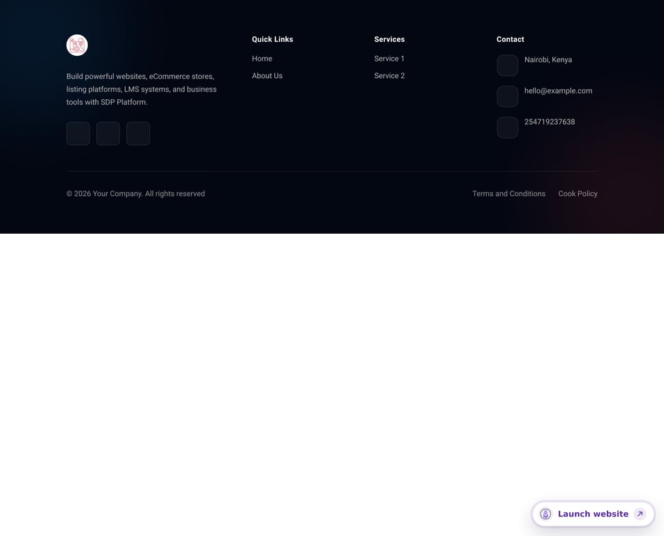 Glow Contact Footer component