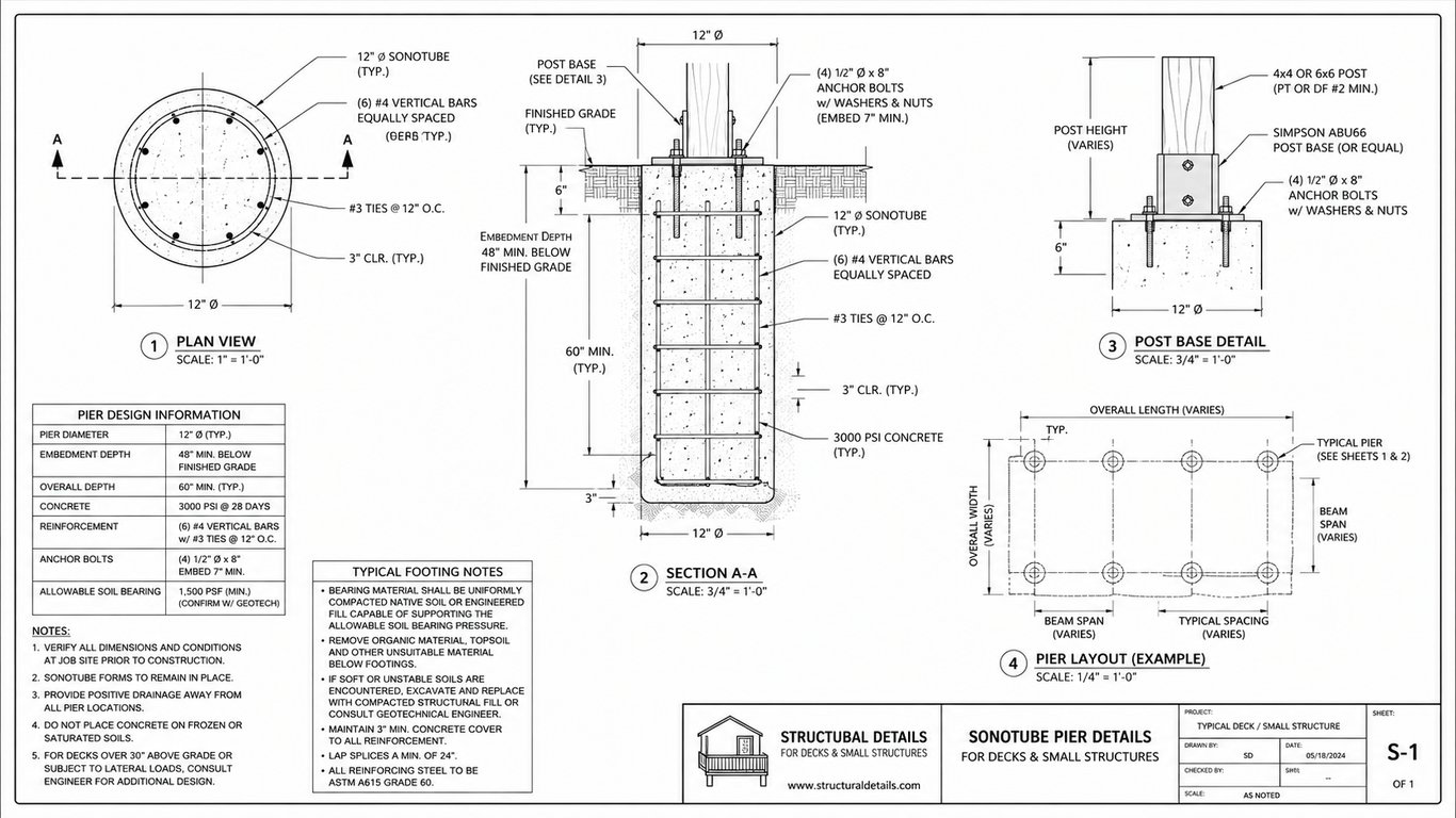 Sonotube Pier Design For Decks And Small Structures