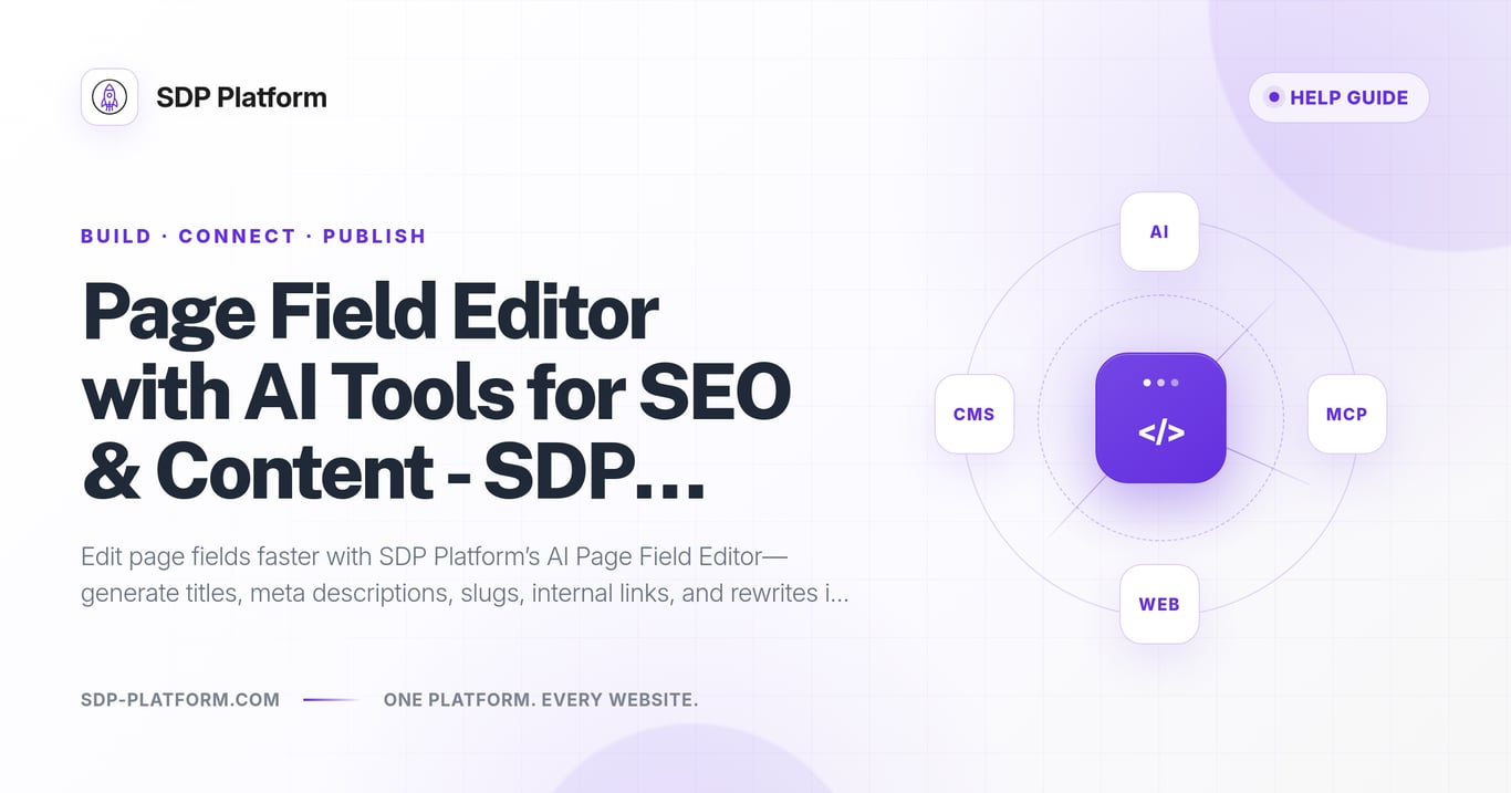 Page Field Editor with AI Tools for SEO & Content - SDP Platform