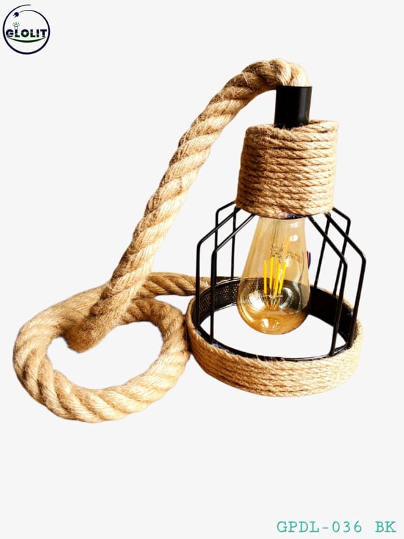 GPDL-036 BK Rope Pendant Light