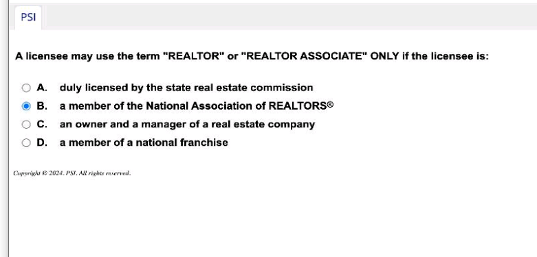 New Jersey Real Estate Salesperson Exam sample page