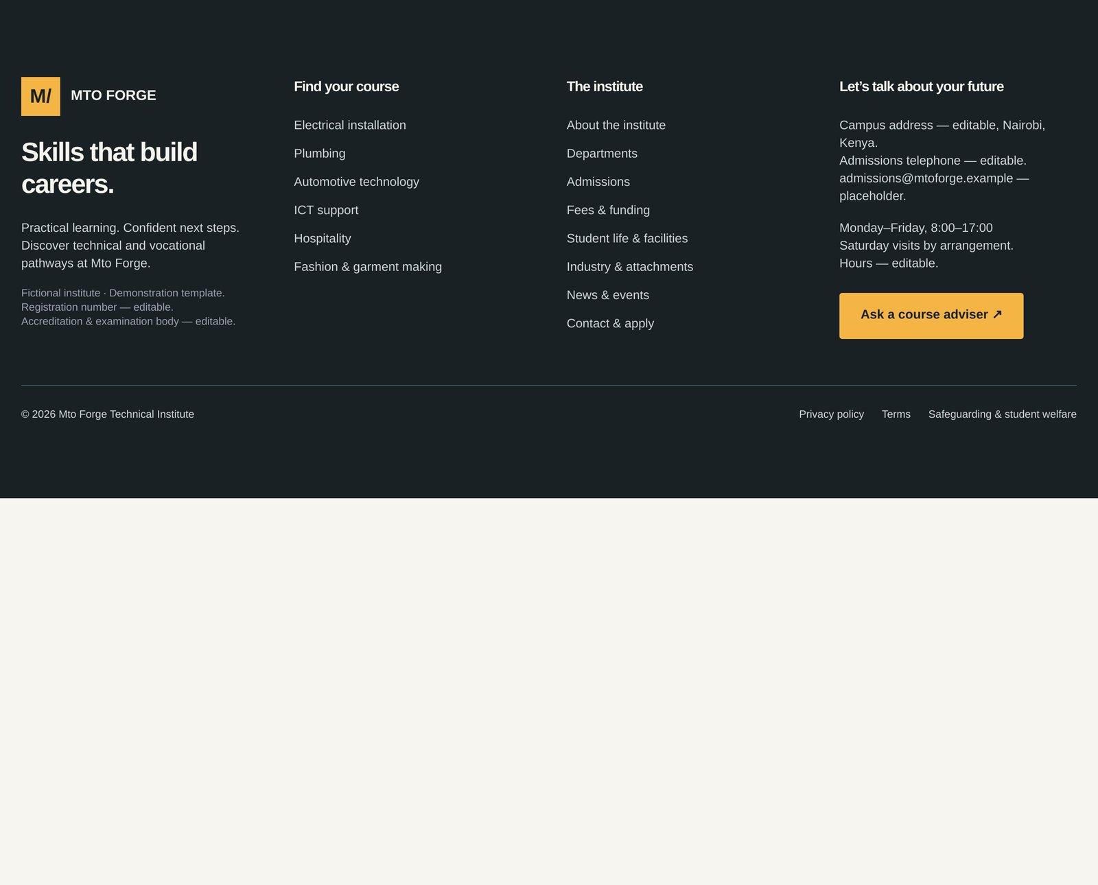 Forge SEO Footer component