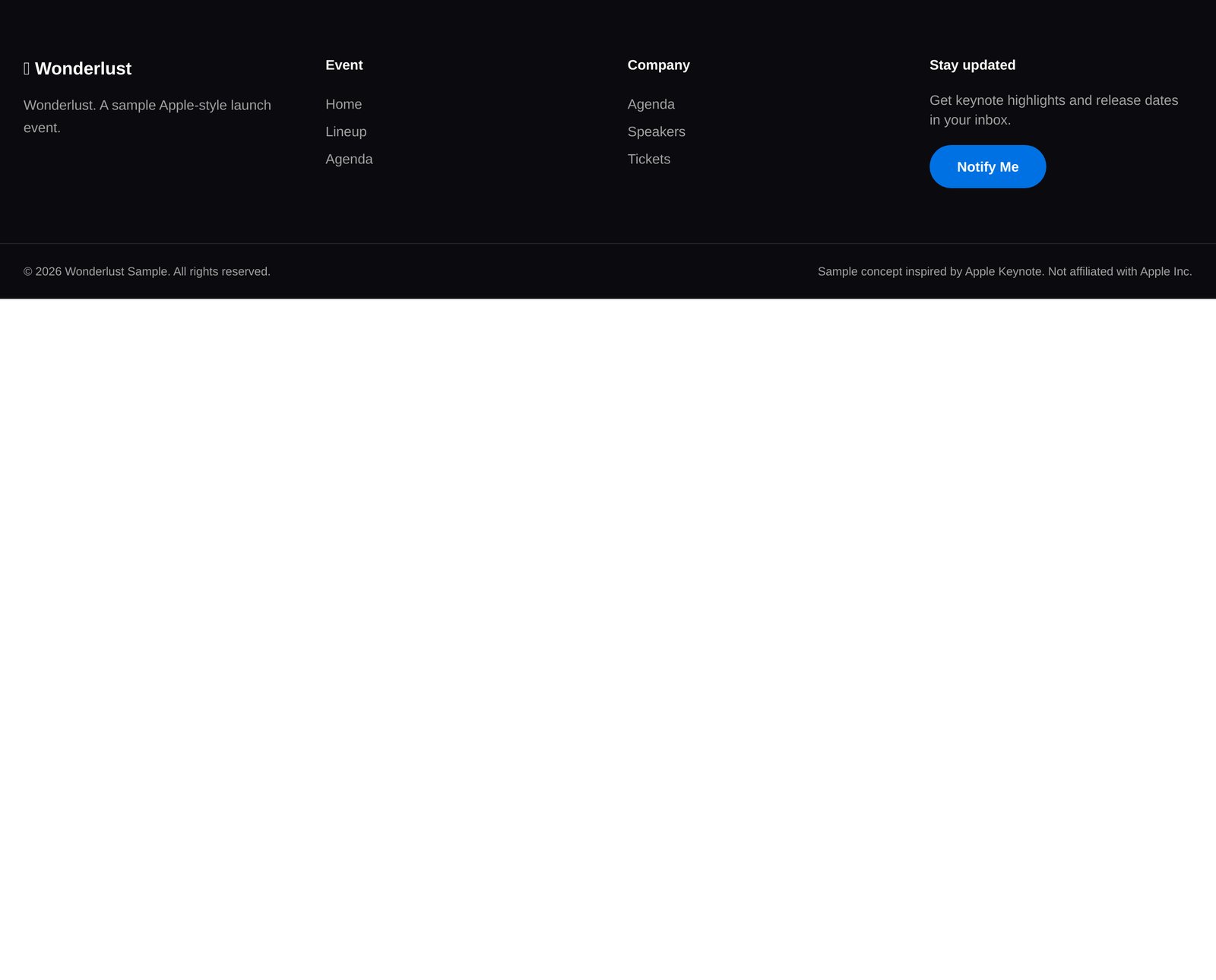 Site Footer component