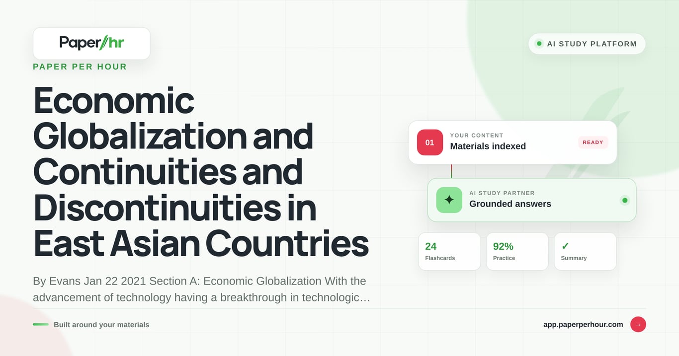 Economic Globalization and Continuities and Discontinuities in East Asian Countries
