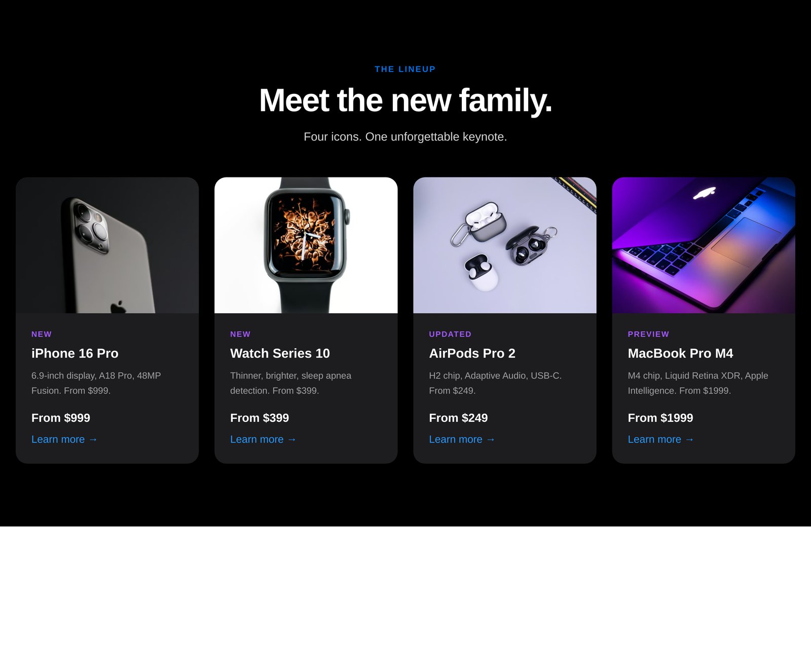 Product Lineup component