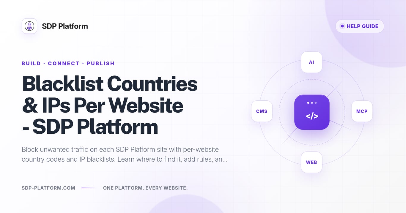 Blacklist Countries & IPs Per Website - SDP Platform