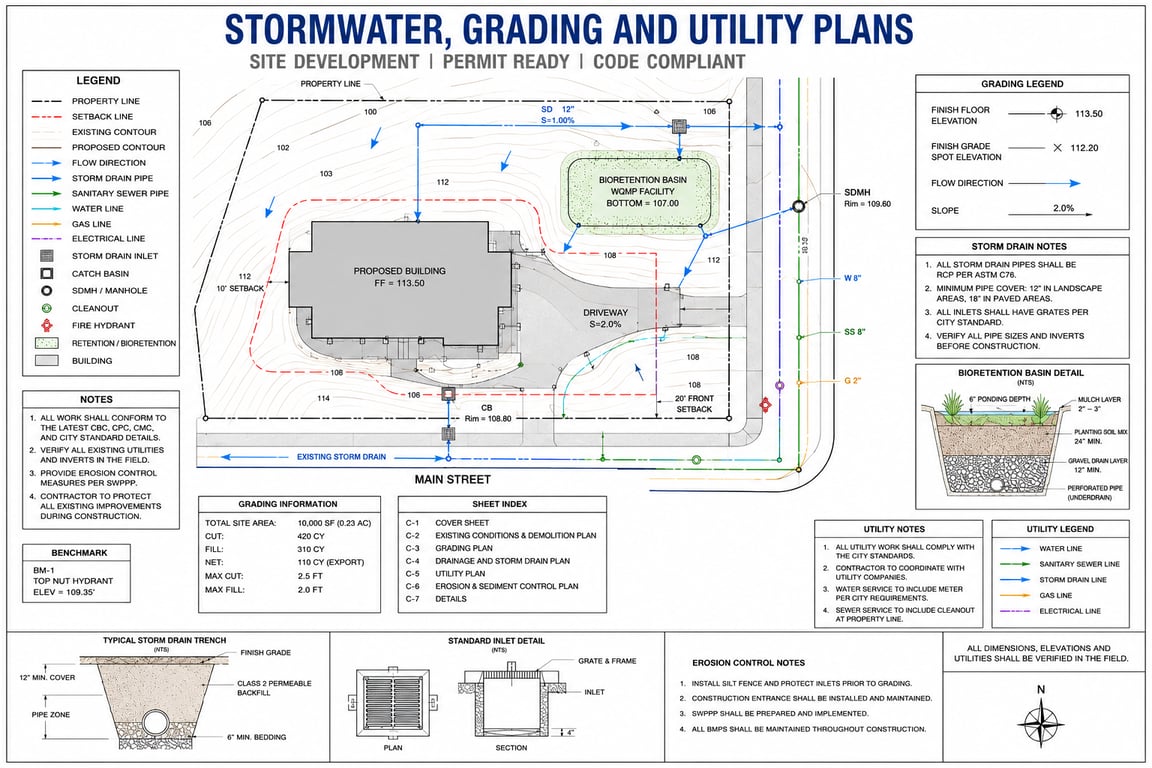 California Stormwater, Grading And Utility Plans