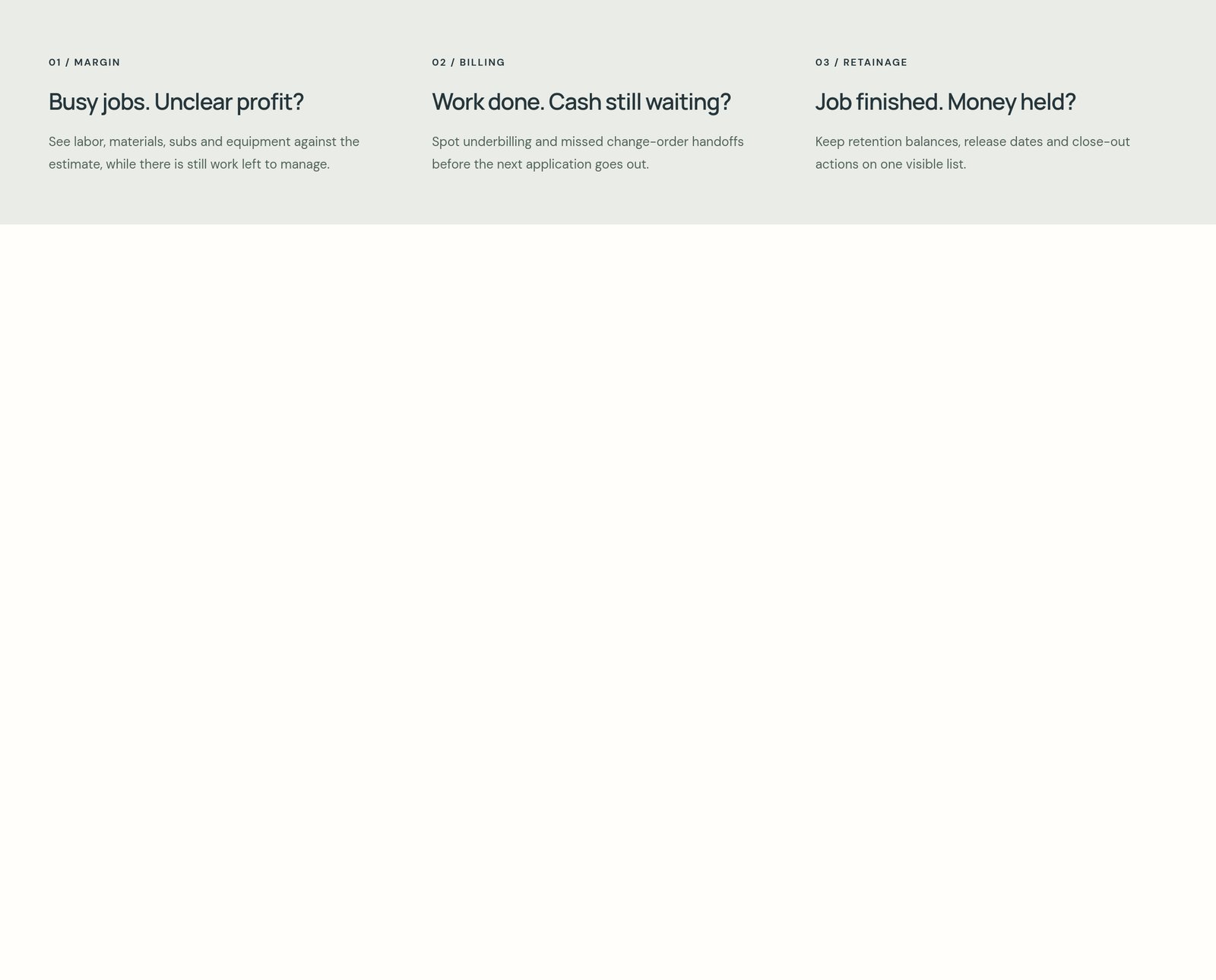 Rivermark | Job margin pain points component