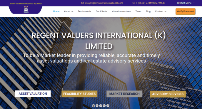 Regent Valuers International website project