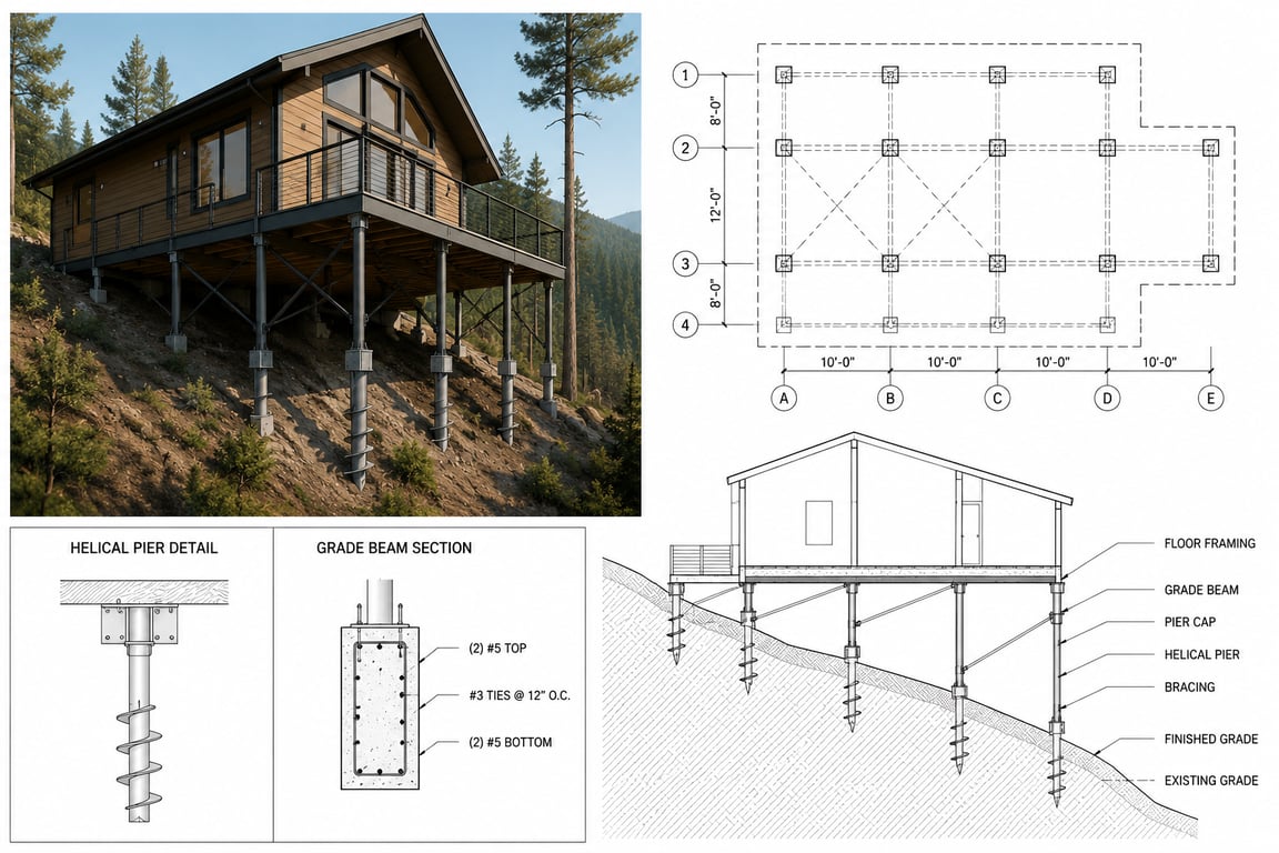 California Hillside Cabin Structural Permit Plans