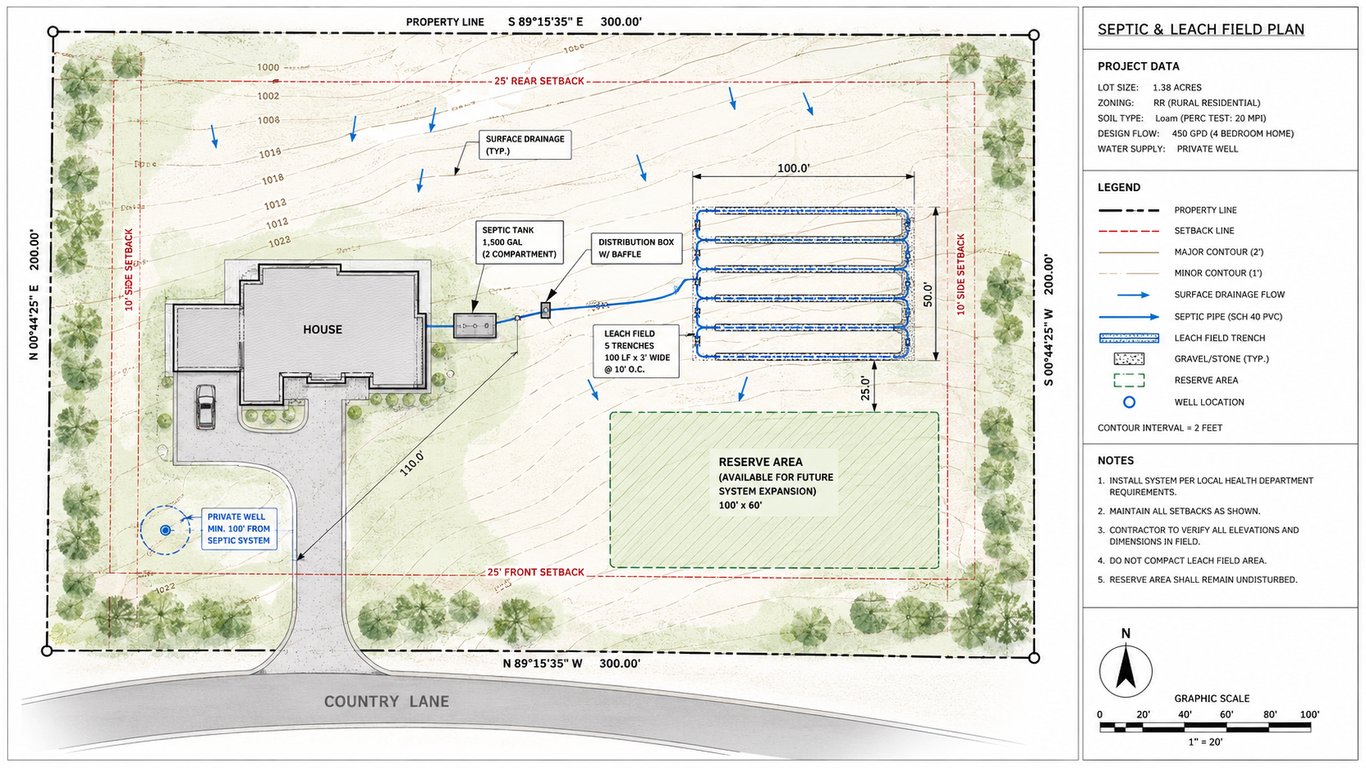 Leach Fields And Septic Design For Residential Sites