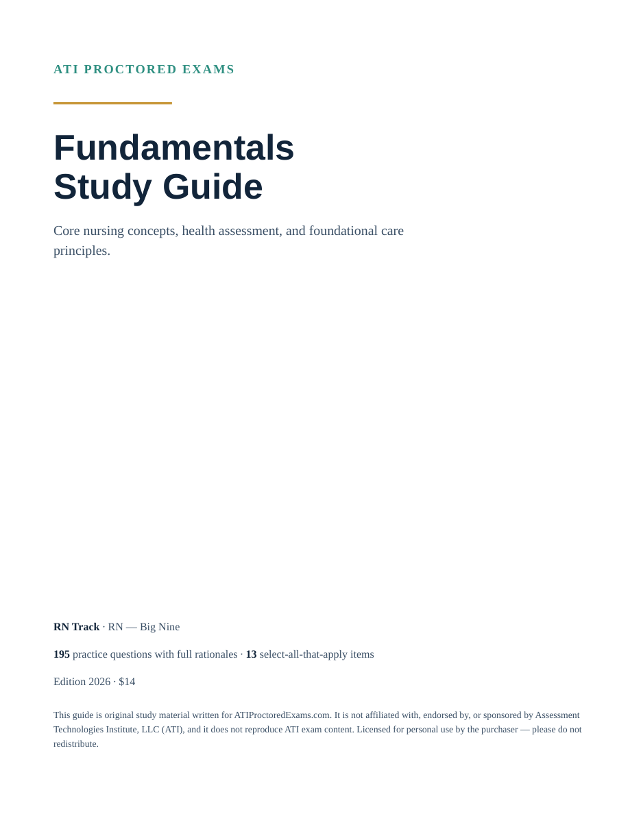 ATI RN Fundamentals Proctored Exam Study Guide (PDF)