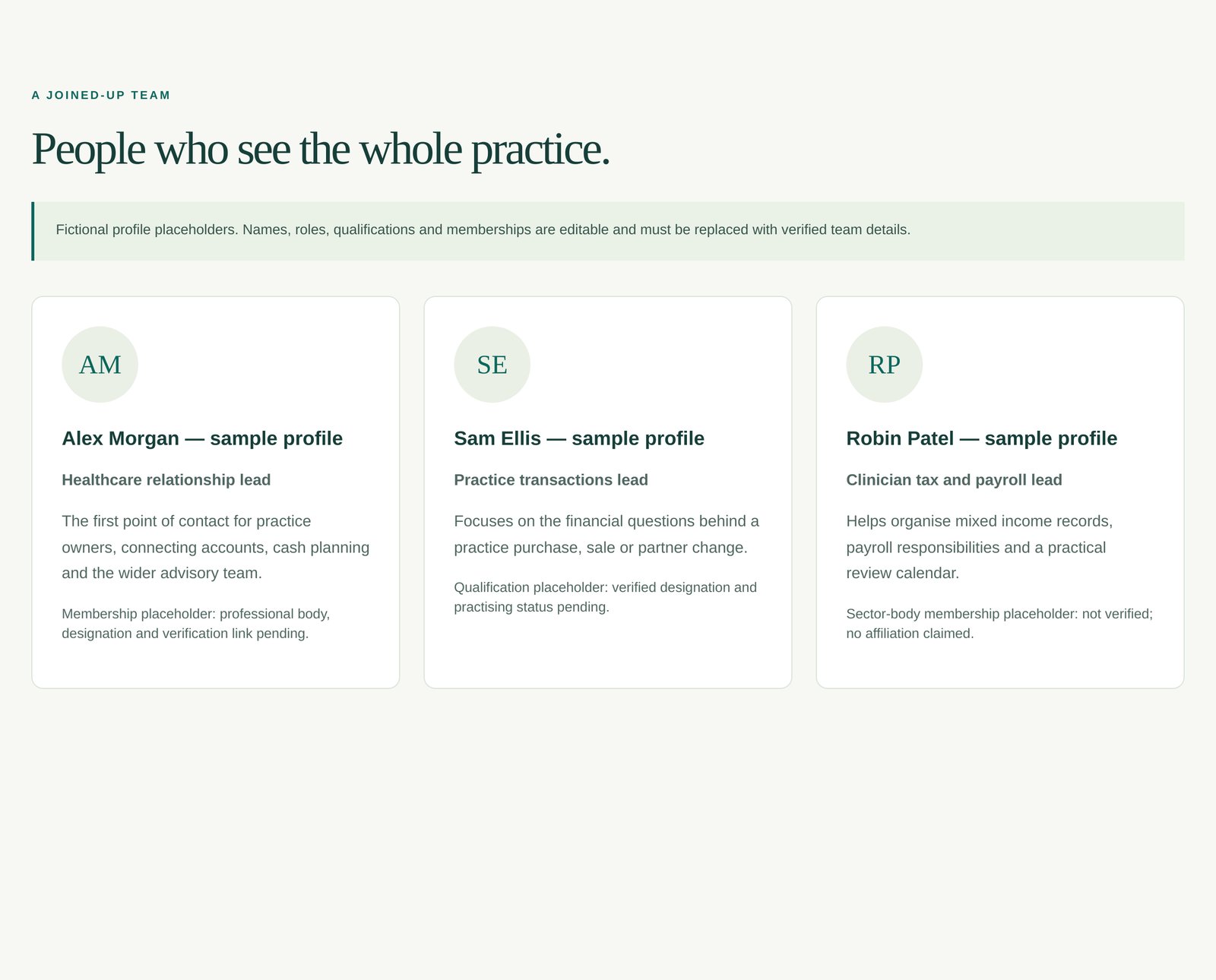 Pulsewell Team Profiles component