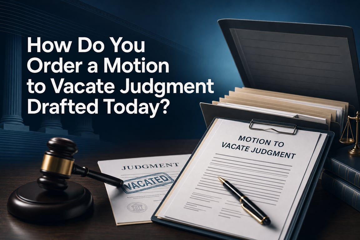 How Do You Order a Motion to Vacate Judgment Drafted Today?