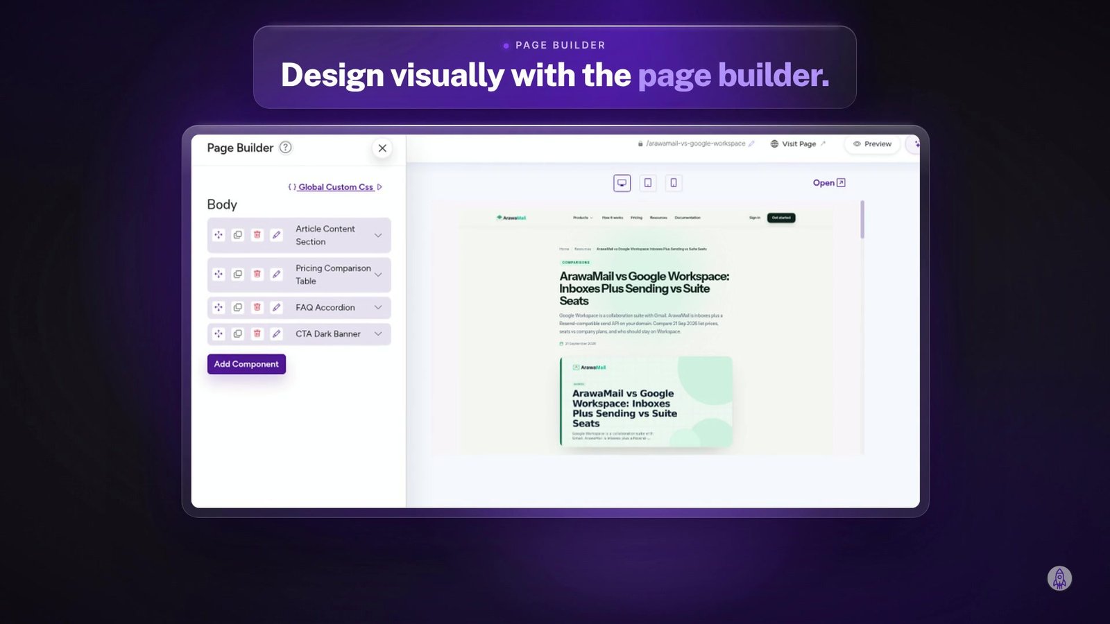 Design visually with the page builder