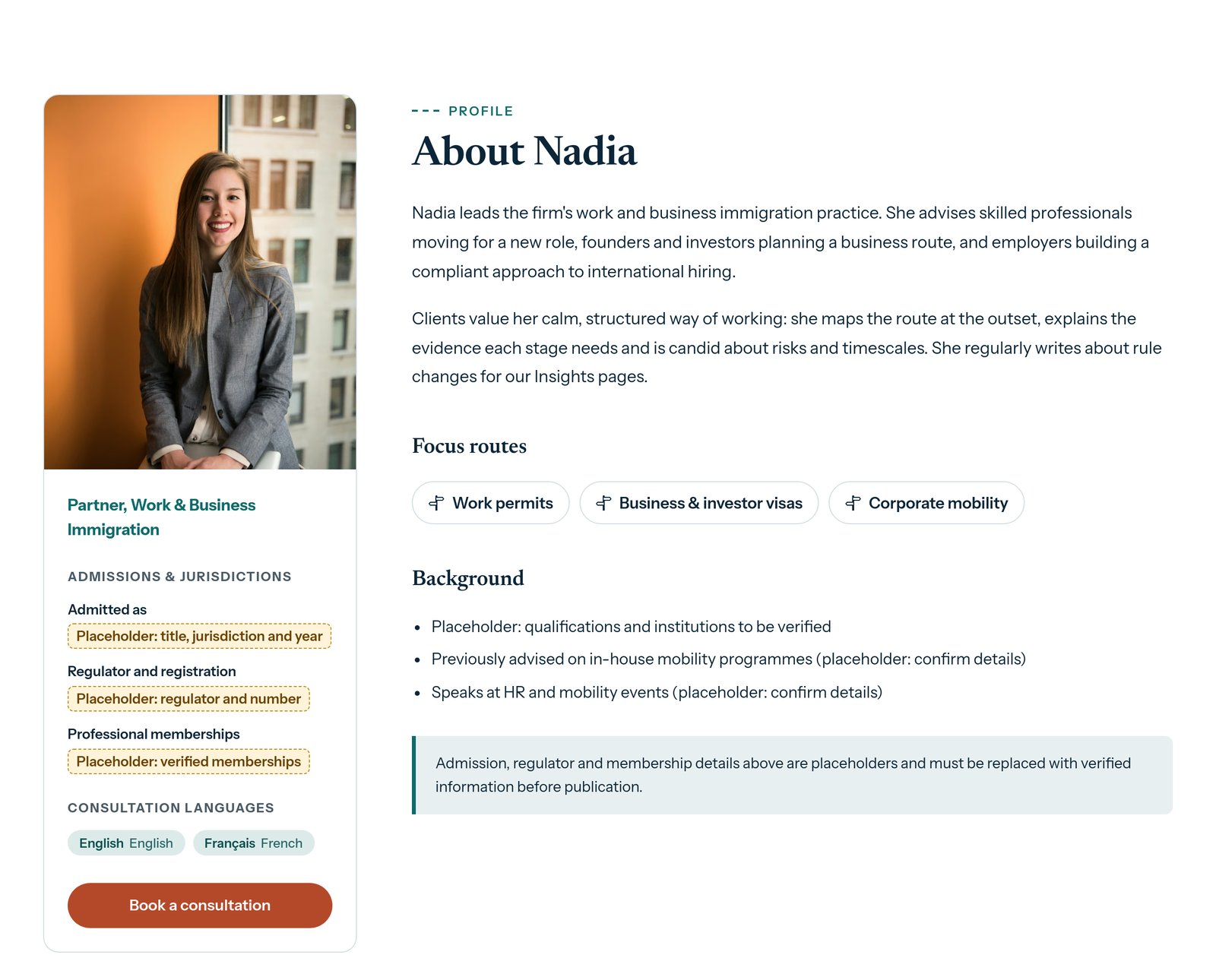 Advocate Profile component