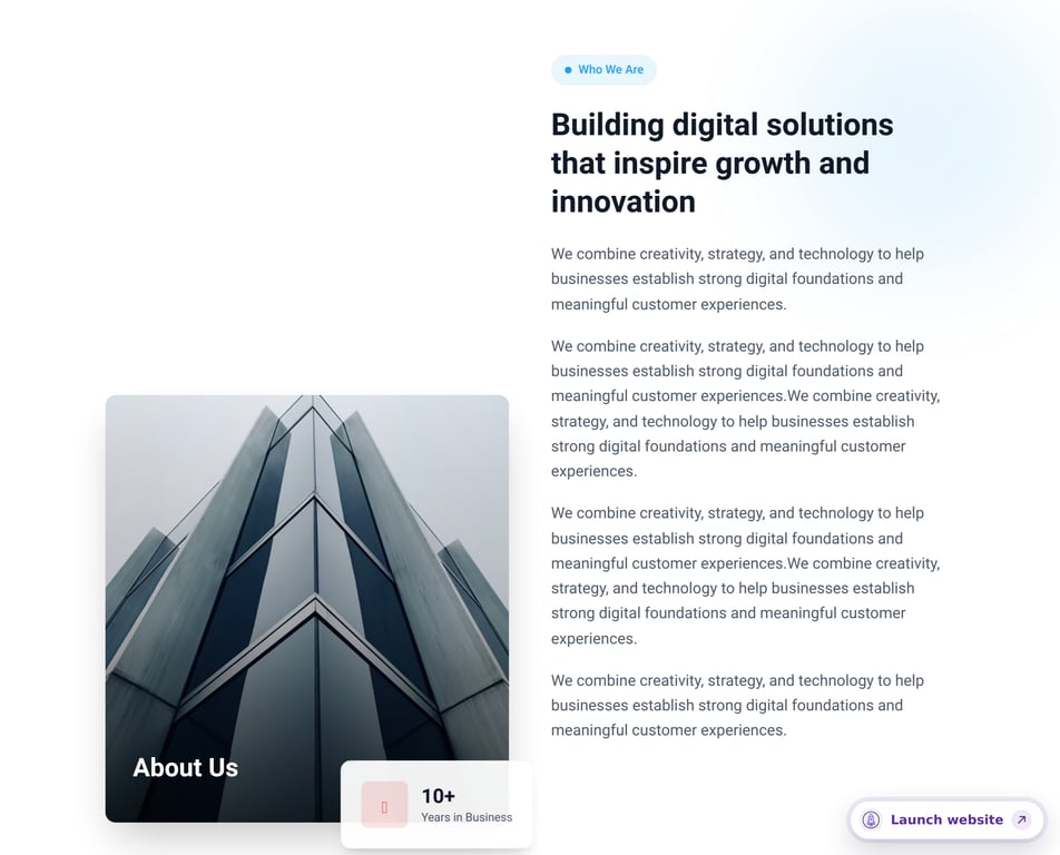 Agency Story About Section component