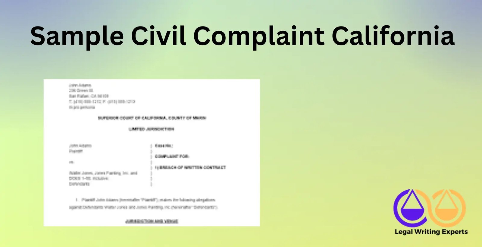 Sample Civil Complaint California