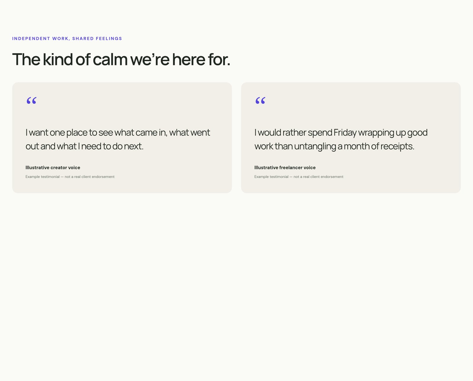 Illustrative Client Voices component