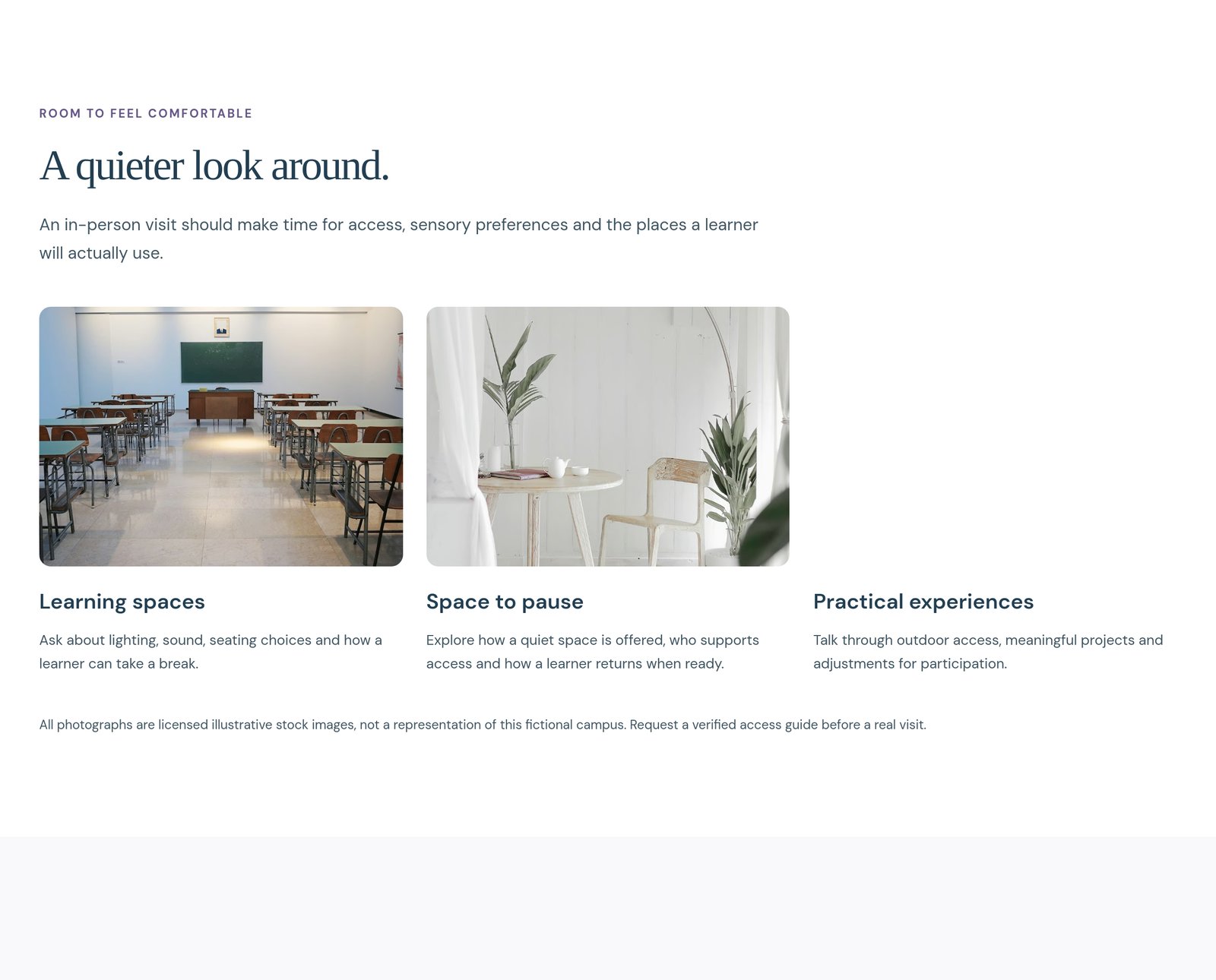 Sensory-aware visual tour component