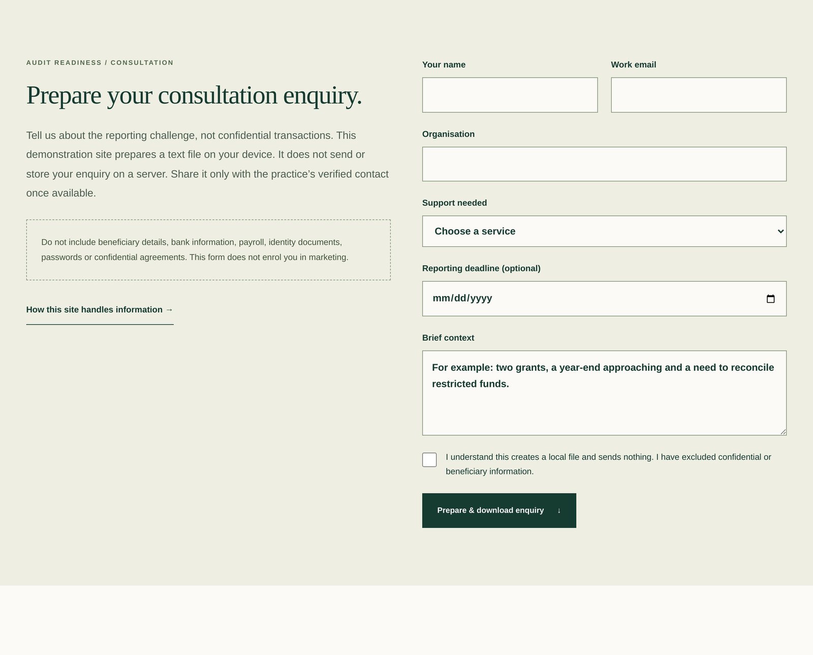 Grantmere | Privacy-safe Consultation Form component