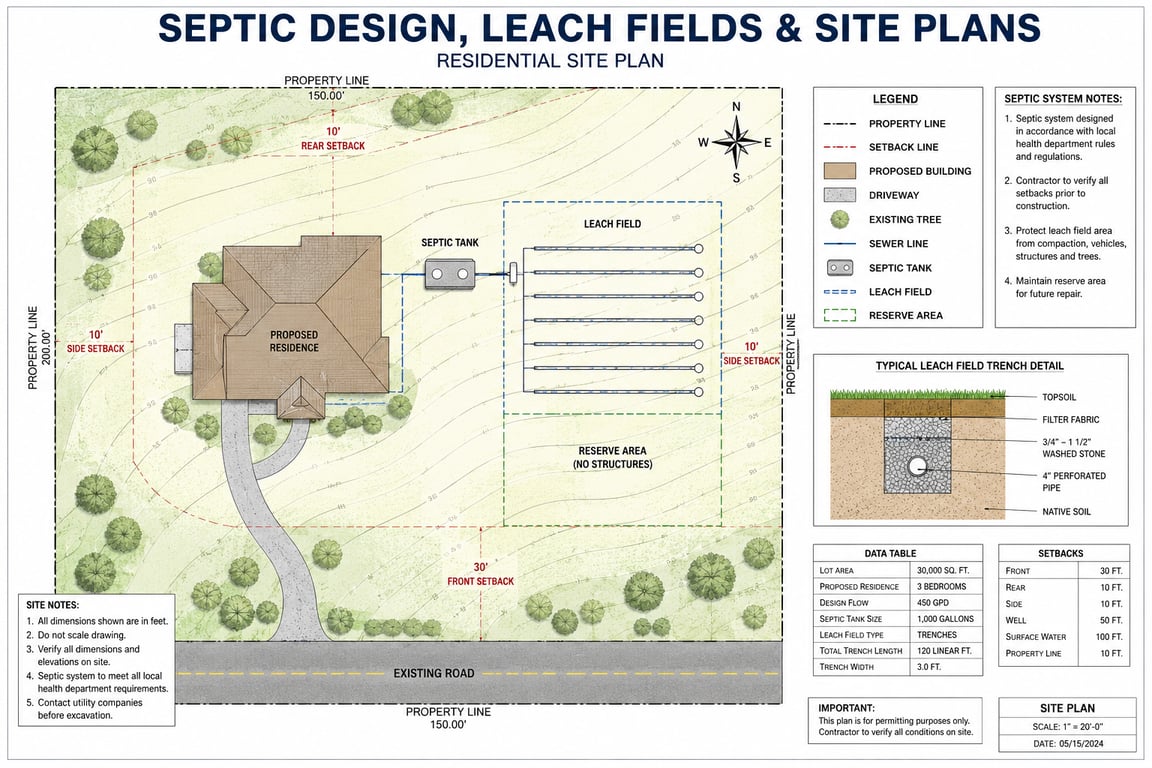 Septic Design, Leach Fields And Site Plans