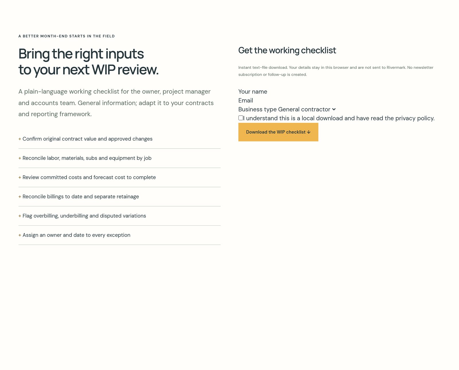 Rivermark | WIP readiness download form component