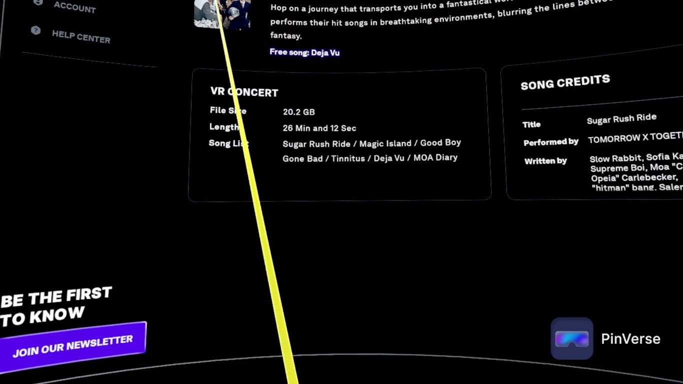 AMAZE VR Concerts — Setting, screen 3 of 5