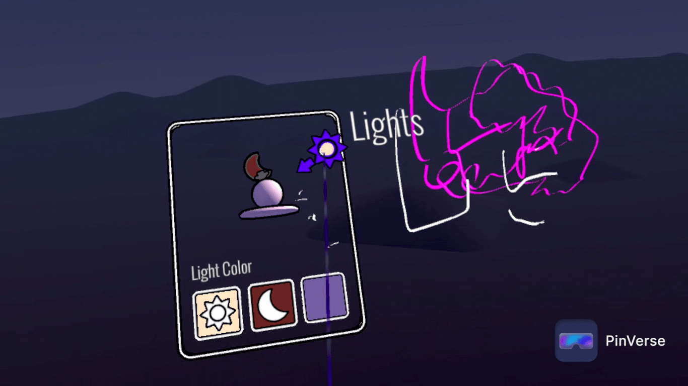 Open Brush - 3D Painting — Lights Menu, screen 2 of 4