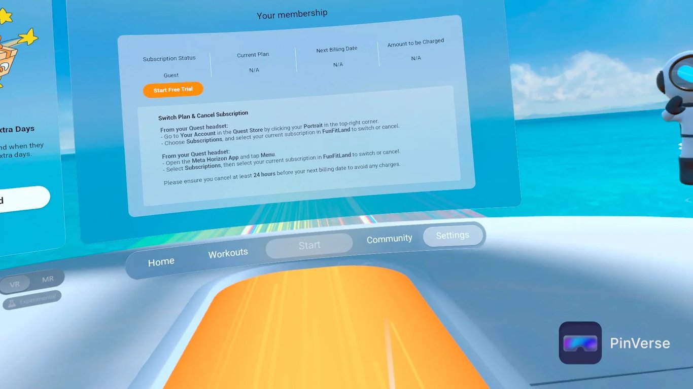 Funfitland — Account Management, screen 1 of 4