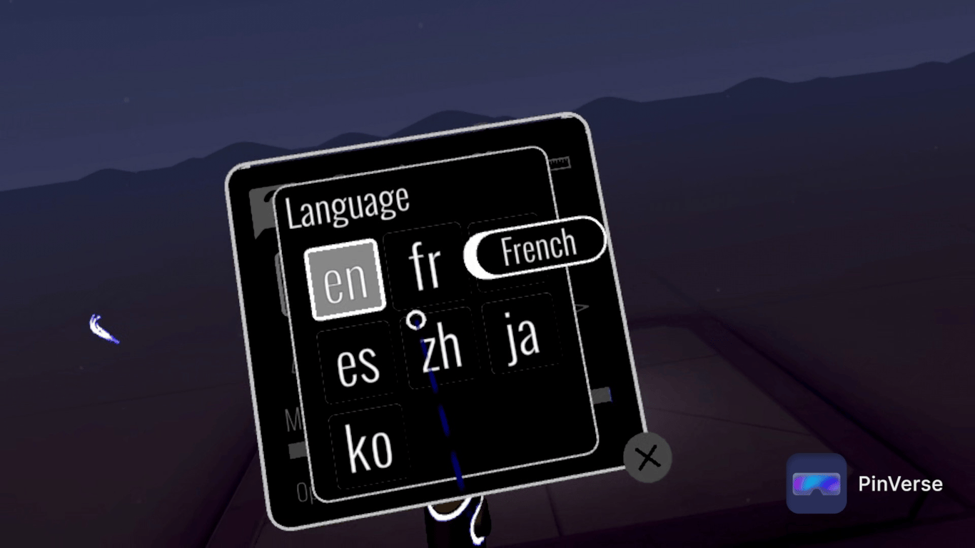 Open Brush - 3D Painting — Change language, screen 2 of 2