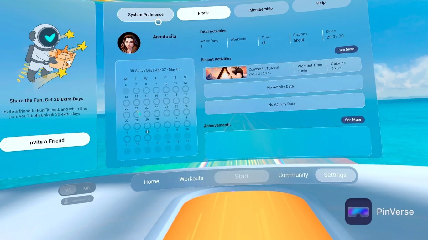Funfitland — Account Management, screen 4 of 4