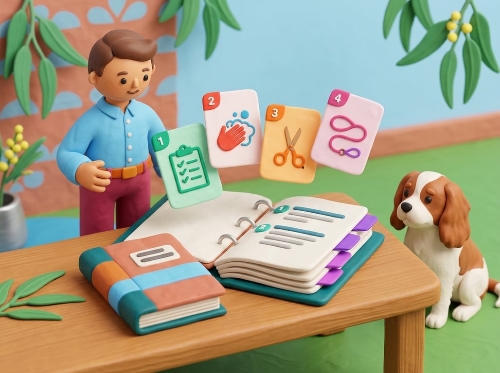 Organised pet business workspace with clear processes and documentation